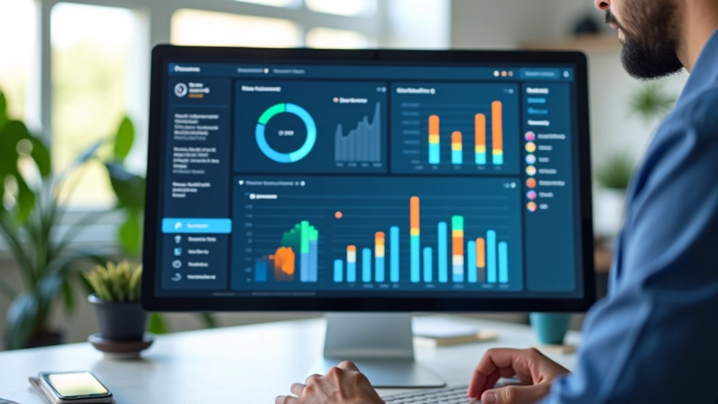 Monitor che mostra un grafico di performance del sito web con metriche di velocità e tempi di caricamento