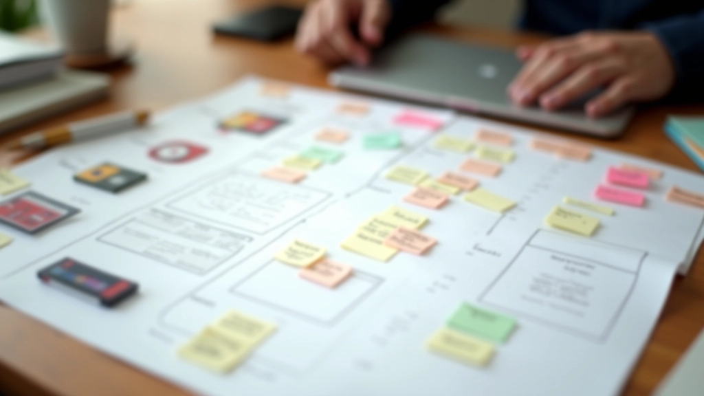 Timeline del progetto con mockup di design e pianificazione del sito WordPress