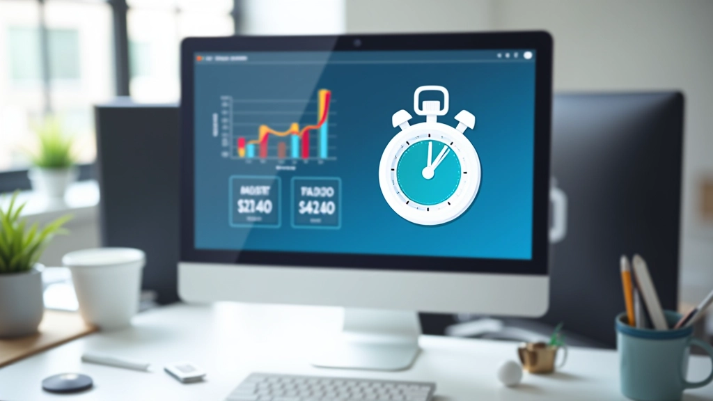 Cronometro e grafico di velocità accanto a un computer, simbolo di ottimizzazione delle prestazioni